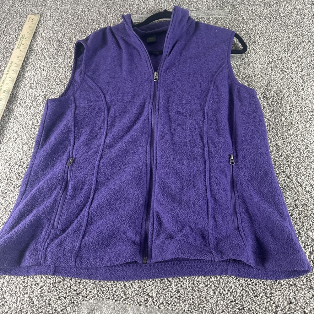 Eddie Bauer Vest Womens Medium Purple Full Zip Pockets Outdoor XL